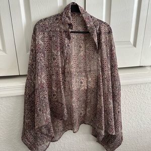 gently worn patterned blouse maroon and gold